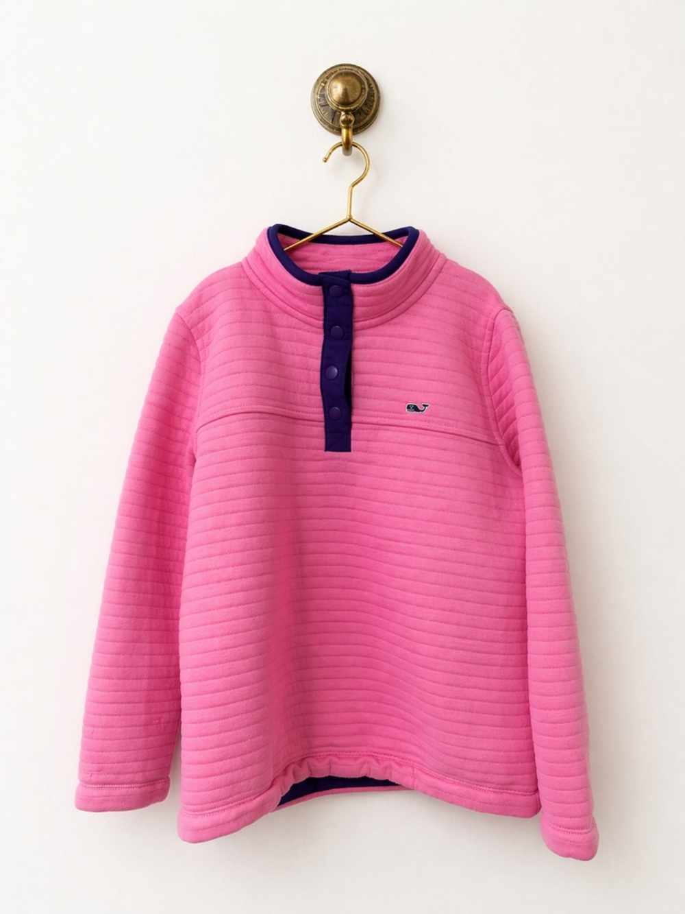 Vineyard Vines quilted girls pink pullover sweater.  NWOT.  Whale logo